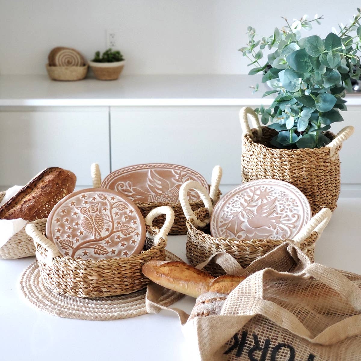 Handmade Bread Warmer & Wicker Basket - Owl Round