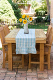 Classic Blue & White Gingham Cotton Table Runner with Ruffled Edges