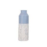 Cottage Blue Embossed Floral Vase