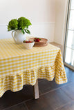 Yellow Ruffled Gingham Tablecloth: 60" x 90"