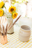 Yellow Ruffled Gingham Tablecloth: 60" x 90"