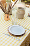 Yellow Ruffled Gingham Tablecloth: 60" x 90"