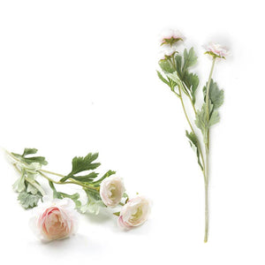 Silk Light Pink Ranunculus Flower Spray - Cottage Style Faux Floral Stems