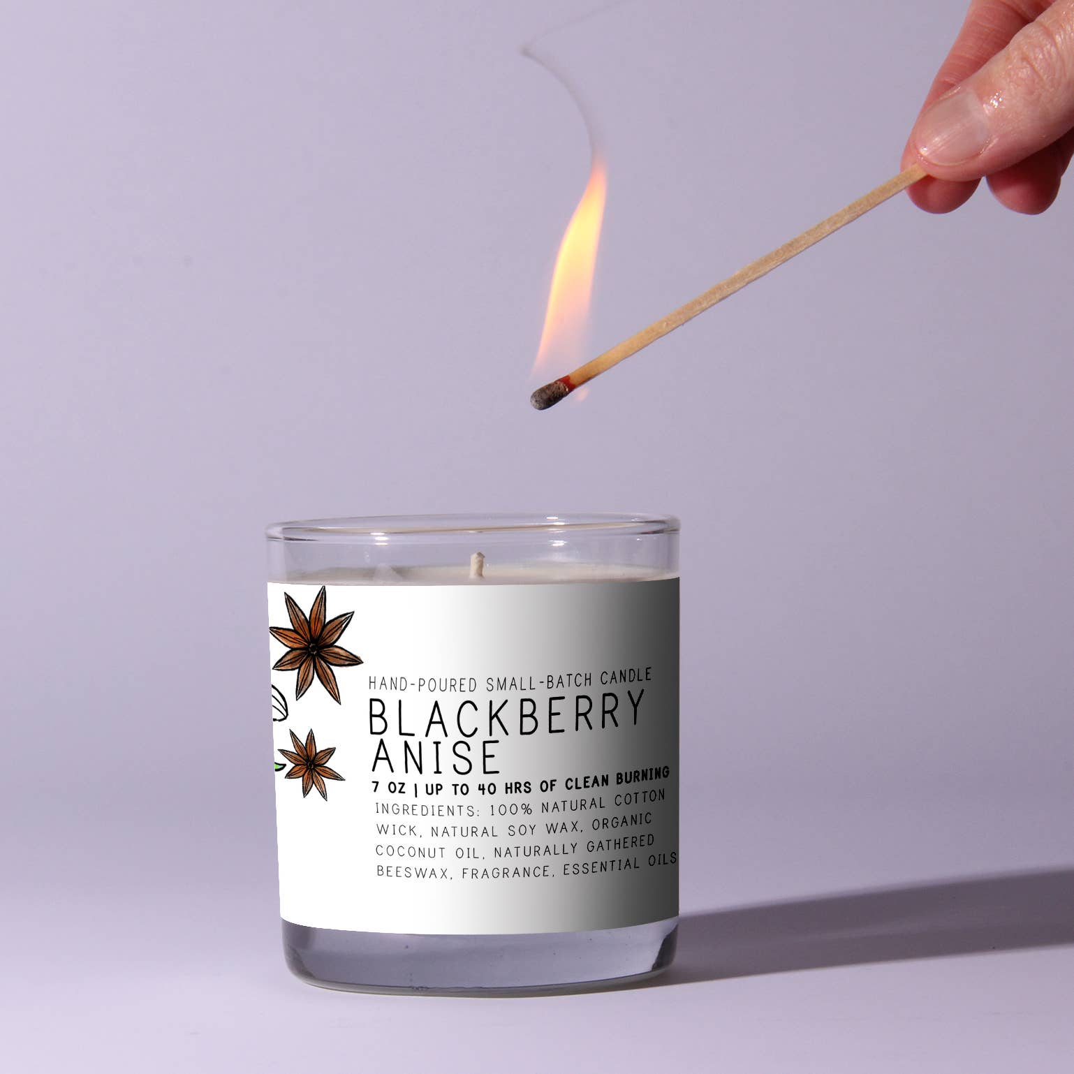 Blackberry Anise - Just Bee Candles: 13 oz (up to 60 hrs of clean burning)