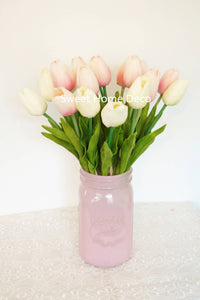 Blush Pink Real Touch Tulip Flower Bouquet - 10 Stems for Home Decor & Weddings