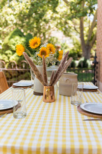 Yellow Ruffled Gingham Tablecloth: 60" x 90"