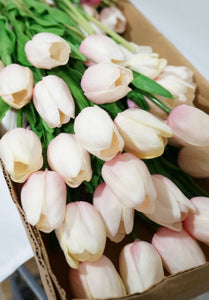 Blush Pink Real Touch Tulip Flower Bouquet - 10 Stems for Home Decor & Weddings