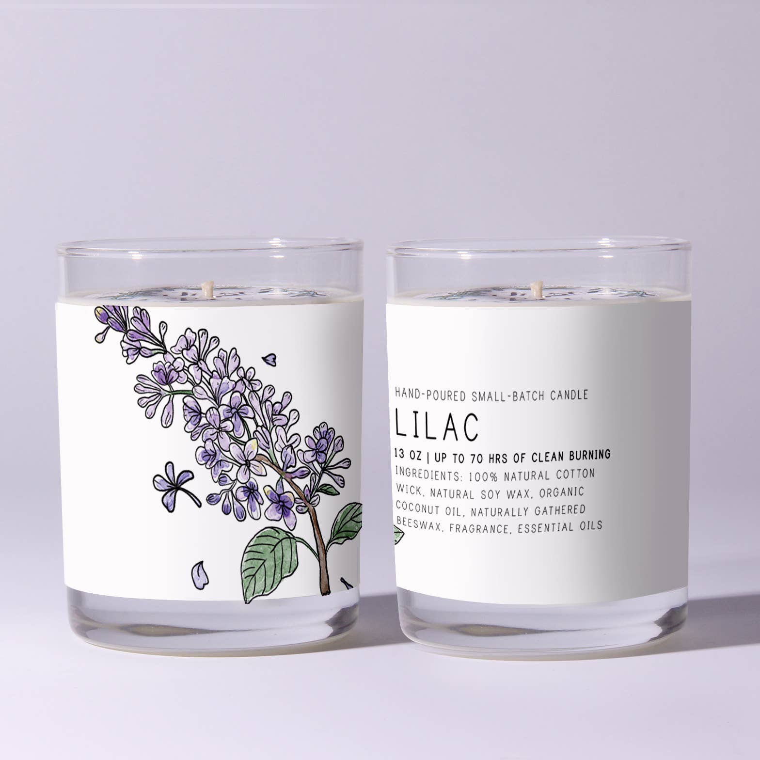 Lilac - Just Bee Candles: 13 oz (up to 60 hrs of clean burning)