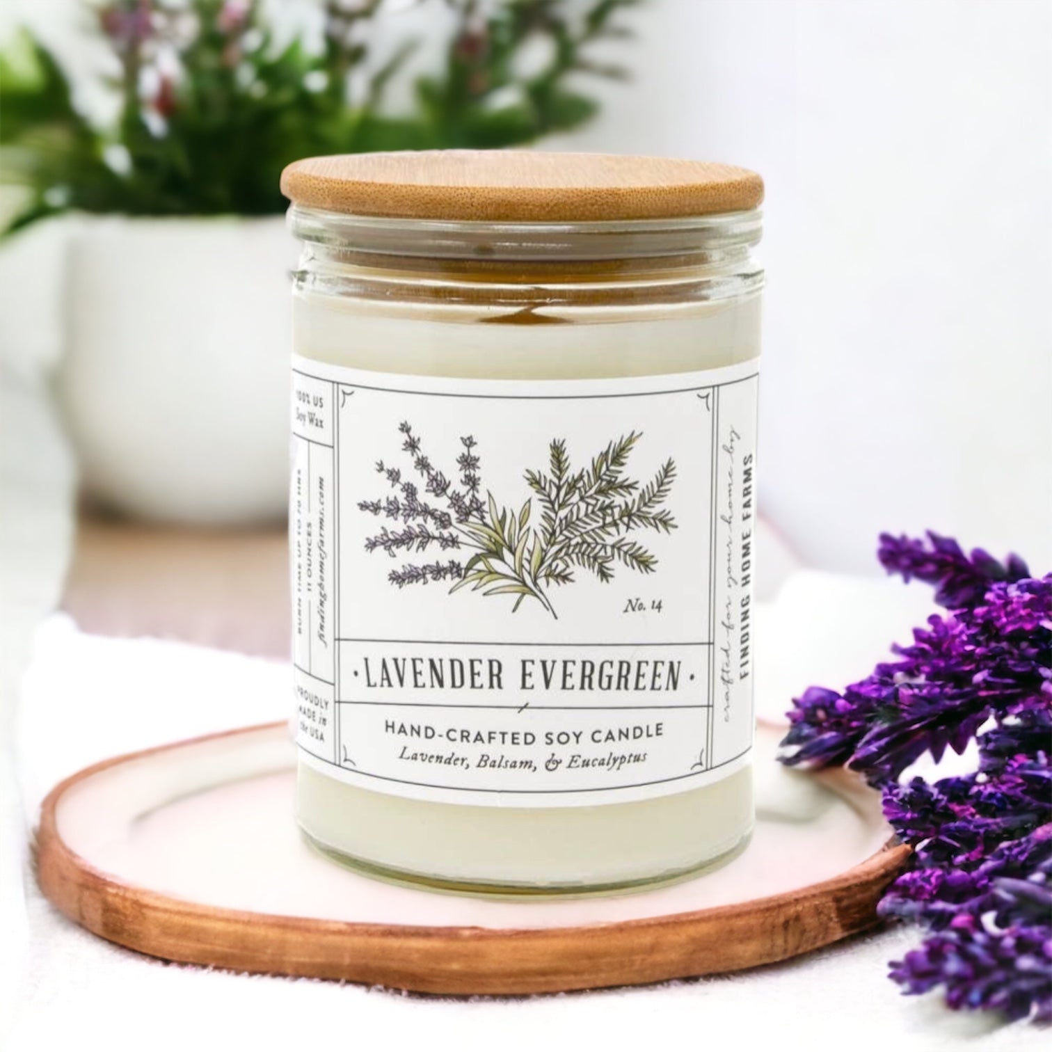 Soy Candle, Lavender Evergreen, Woody & Herbal Scent Finding Home Farms