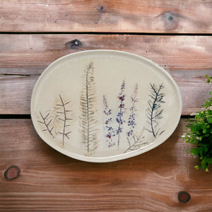 Enchanted Garden Stoneware Debossed Floral Oval Platter
