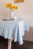 Blue Ruffled Gingham Tablecloth