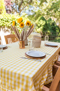 Yellow Ruffled Gingham Tablecloth: 60" x 90"