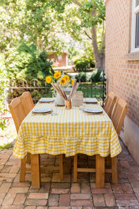 Yellow Ruffled Gingham Tablecloth: 60" x 90"