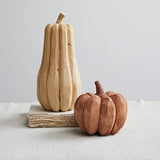 Hand-Carved Poplar Wood Pumpkin, Natural