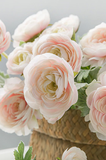 Silk Light Pink Ranunculus Flower Spray - Cottage Style Faux Floral Stems