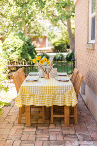 Yellow Ruffled Gingham Tablecloth: 60" x 90"