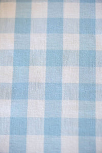 European Cottage Ruffled Blue Gingham Embroidered Dish Towel