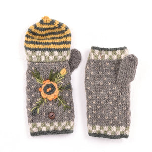 Aubrey - women's wool knit handwarmers: Charcoal