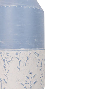 Cottage Blue Embossed Floral Vase