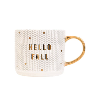 Hello Fall Gold Tile Mug