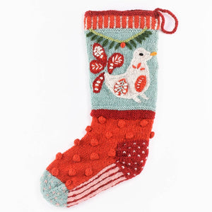 Dove Wool Knit Christmas Stocking