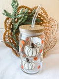 Fall Pastel Pumpkin Coffee Glass