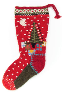 Presents Wool Knit Christmas Stocking