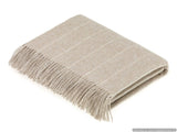 Merino Lambswool Pinstripe Beige Throw and Pillow Made in UK Bronte Moon